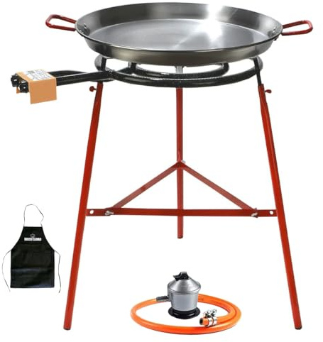 Kit poêle à paella 50 cm Garcima + poêle à paella 55 cm + support renforcé + pare-vent Kabra (tablier gratuit)