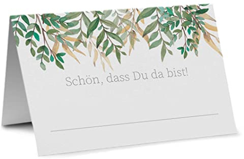 Partycards Tischkarten Geburtstag Hochzeit - 50 Stück, Format A7, Bereits Genutet, Einfach Zu Beschriften, Blumenmotiv, Tischdeko, Platzkarten. Tischkarten Hochzeit