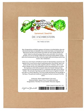 Le 3 sorelle - set di semi con mais, fagioli e zucca in coltura mista per un tradizionale campo Milpa