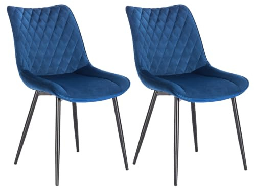 WOLTU Dining Chairs Set of 2 - Kitchen & Living Room Counter Chairs with Blue Velvet, Padded Seat & Backrest