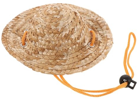 ULTECHNOVO Pet Straw Sun Hat Adjustable Summer Bucket Cap for Dogs and Cats Large Size 8.3 Inch Breathable Garden Beach Outdoor Protection