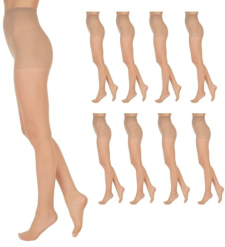 L'eggs Everyday Standard-Panty Sheer Toe Pantyhose for All Day Comfort, 100% Nylon Pantimedias, 20 den, Desnudo, B (Pack de 8) para Mujer