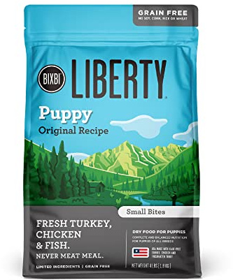 BIXBI Liberty Grain-Free Dry Dog Food, Original Recipe Puppy – Fresh Meat, High Protein, No Meat Meals – USA Made, 4 lbs