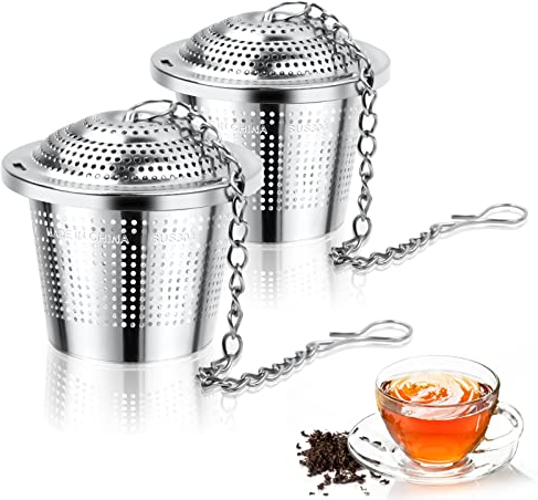 Vicloon Filtro de Té, 2 piezas Colador de Té, Colador de Té de Acero Inoxidable, Infusor de Te Filtros con Gancho de Cadena para tetera, Taza de Té, para Los Amantes del Té