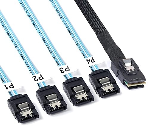 ADCAUDX 2Pack Mini SAS to SATA Cable: 1M SFF-8087 to SATA Forward Breakout Cable SFF-8087 Mini-SAS Controller to Hard Drive (3.3FT)