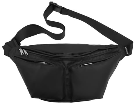 Ausion Bauchtasche für Damen und Herren, verstellbarer Gürtel, Hüfttasche, modisch, wasserabweisend, Wandern, Hüfttasche für Reisen, Freizeit, Laufen, Wandern, Radfahren, Hell, groß, Schwarz,