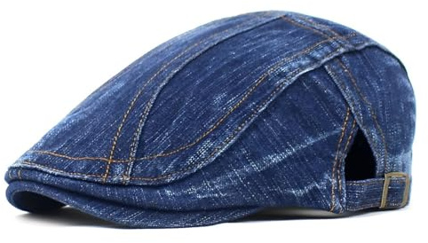 ZKGYUS Herren Schiebermütze, gekämmte Baumwolle, Newsboy Cap, Anpassbare Größe 56-60 cm, Blau, Unisex, Outdoor, Mütze
