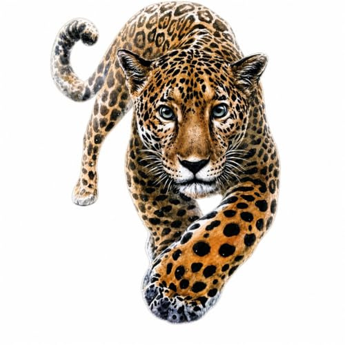 Codulu Bügelbild zum Aufbügeln,3D-Patches mit Leoparden-Motiv,Wärmeübertragungsaufkleber,Motiv-Applikationen für DIY-T-Shirts,Jeans,Taschen,Hüte,Rucksäcke,Zubehör,-L