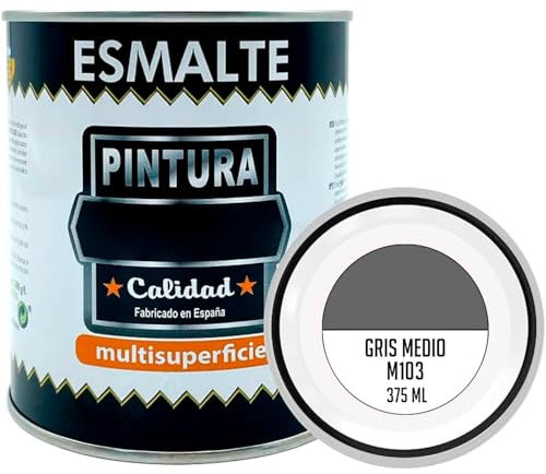 AC - Bote de Pintura Esmalte - Fabricado en España - Ideal para cualquier superficie, Madera, Plástico, Cristal o Cemento - Capacidad de 375 ML - Gris Medio (M103)
