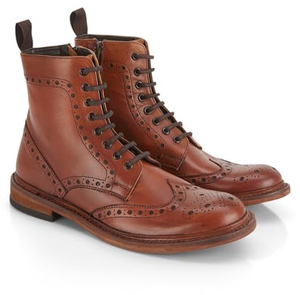 Catesby Lingfield premium läderstövlar för män Goodyear svetsade brogue lätta hållbara smarta vardagliga snörningsstövlar för män, SOLBRÄNNA, 42.5 EU