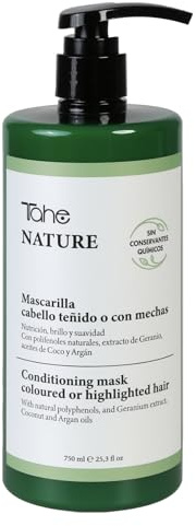 Tahe Nature Hårmask för färgat hår med naturliga polyfenoler, pelargon, kokosnöts- och arganoljor (750 ml)