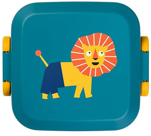 Amuse Rikko Brotdose Kinder mit Fächern Animal Parade | Bento Box + Snackbox mit Fächern | BPA freie Lunchbox Kinder | Brotdose Kindergarten | Brotbox passt in jeden Rucksack | Schicke Jausenbox