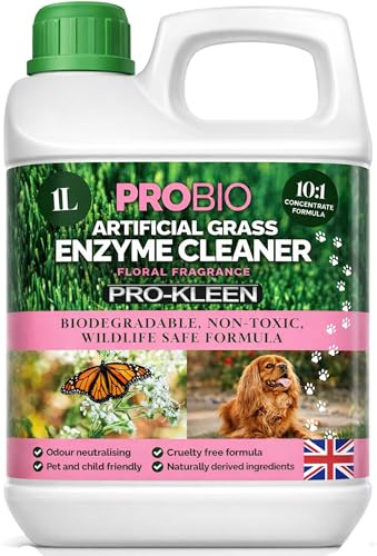 Pro-Kleen ProBio Artificial Grass Cleaner Probiotic Based Deodoriser Odour Eliminator 1L Non-Toxic Cruelty-free Child Pet Friendly - Floral Fragrance - Naturally derived Probiotic Cleaning
