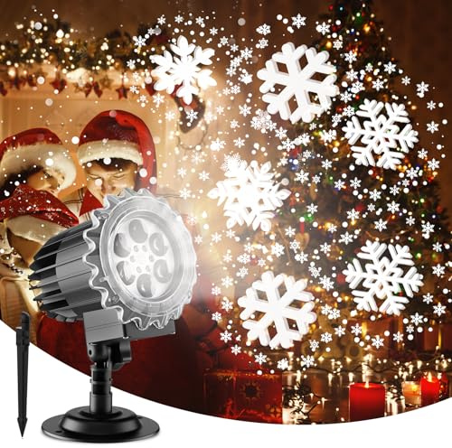 Projektor Weihnachten Aussen, LED-Lichter mit Schneefall-Effekt Weihnachtsdekoration Projektorleuchten für den Außenbereich IP65 wasserdicht Rotierender Projektor Außenbeleuchtung für Weihnachten, Neu
