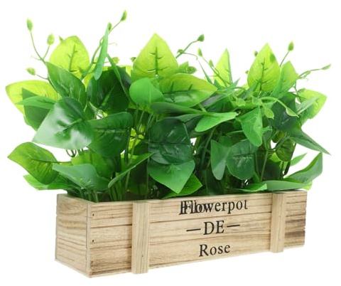 COOLHIYA Artificial Golden Pothos Plant with Pot Faux Greenery for Indoor Home Office Decor Desktop Adornments Silk Material for Home Garden Playhouse Decoration
