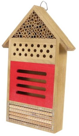 BAZEITFLOW Casa de Abejas de Madera para Jardín Colgante, Hotel para Insectos Solitarios, Nido Protector Resistente al Exterior, Decoración Ecológica para Polinización Natural