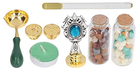 HEEPDD Kit de Sello de Cera Vintage, Desmontable con Grabado Transparente, Cuchara de Laca de Fuego con de Madera, para Invitaciones de Boda (#2)