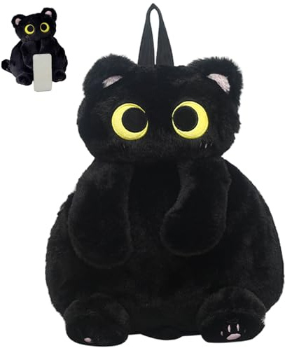 Hotainoys Sac à Dos en Peluche, Sac à Dos Mignon de Chat de Dessin animé 11, 4x14, 6 Pouces, en Peluche spacieux et Fonctionnel pour Les Amateurs Chats