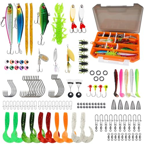 137 st fiskebeten set med betesbox, gädda bete för gädda gös öring abborre, fisketillbehör Ink. Gummifisk ytbete spinner popper jigs huvud för sötvatten saltvatten fiske fiske fiske