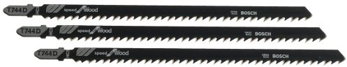 BOSCH T744D3 3-Piece 6 In. 7 TPI Speed for Wood T-Shank Jig Saw Blades, 7'' 6 TPI - 3 pcs