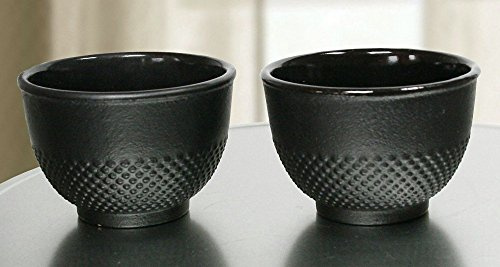 HiT Juego de 2 tazas de té de hierro fundido, color negro