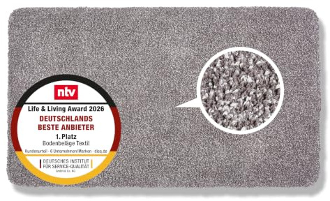 Rutschfeste Schmutzfangmatte innen waschbar - Grau 90 x 150cm (Rechteckig) | Saugfähige Sauberlaufmatte Innenbereich Entra SAUGSTARK pflegeleicht Sauberlaufmatte 100% Baumwolle Türmatte robust Fußmatte