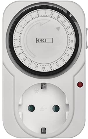 EMOS Mechanische Zeitschaltuhr Schuko, programmierbare Indoor Steckdose mit 96 Zyklen, Kindersicherung, 58 x 119 x 68 mm