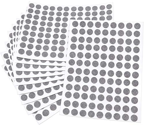 Adsamm®/1080 x självhäftande filttassar/grå/ø 10 mm/rund/1,5 mm tunn självhäftande möbeltassar av filt