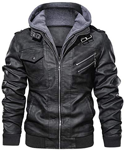 Fieldjacket Herren Winter Bomberjacke Lederjacke mit Kapuze,Kanpola Vintage Warme Pilotenjacke GroßE GrößE Freizeitjacke