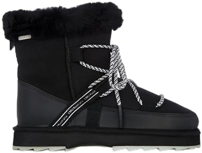 EMU Australia Bottes d'hiver floues en peau de mouton véritable pour femme, Noir , 39 EU