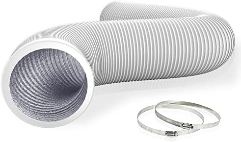 Flehomo 4Inch 25Ft Aluminum Ducting, Flexible Heavy Duty 4 Layer Protection Ducting Vent Hose for HVAC Ventilation and Exhaust, Duct Fan System, White