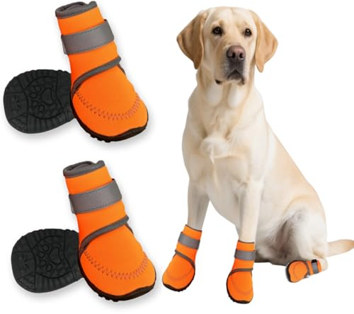 BnbnPup Hundeschuhe Pfotenschutz Schuhe Für Hunde Hundepfoten Schutz Schneeschuhe Mit Anti-Rutsch Sohle Reflektierendem Riemen Für Kleine Hunde, Große Hunde-2XL