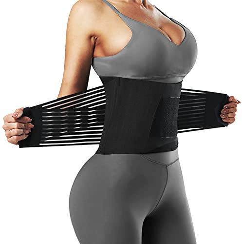 FEimaX Fascia Addominale Dimagrante per Donna e Uomo Cintura Allenamento Snellente Sauna in Vita Regolabile Waist Trimmer Belt Fascia Lombare Corsetto per Fitness e Sport (XL, Nero)