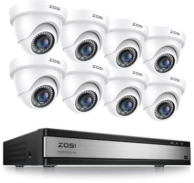 ZOSI 16CH 1080P 2TB DVR Video Überwachungskamera Set mit 8X 2MP Dome Kamera Sicherheitssystem für Innen und Außen, Bewegung Alarm