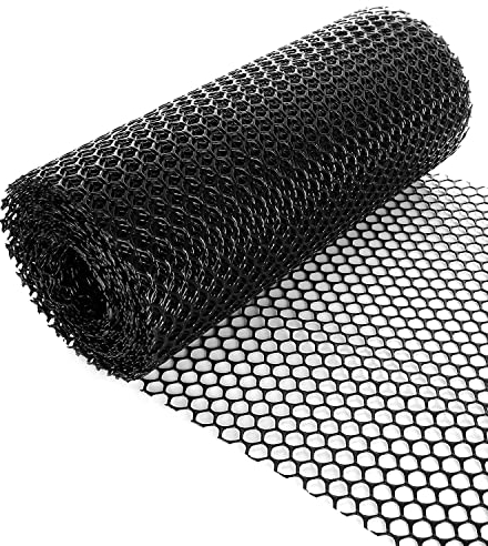 AHUNTTER Chicken Wire Mesh Roll 5m Plastic Mesh Fencing Poultry Breeding Netting Garden Balcony Protection Net Black,1.2cm Diameter