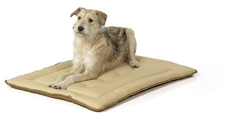 Wallace & Jones | Wendedecke pflegeleicht waschbar bis 95°C - gepolsterte Indoor/Outdoor Liegedecke für Hunde | XL - 90 x 70 cm - Beige/Braun