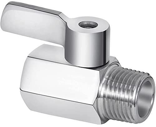 Kavylany Duschkopf-Absperrventil, 304 Edelstahl Mini-Kugelhahn NPT Gewinde (1/2 Außengewinde x 1/2 Innengewinde), 1 Packung