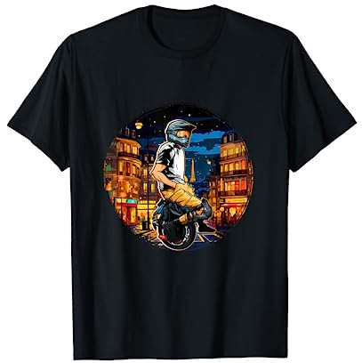 Cooles elektrisches Einrad mit Stunt-Helm T-Shirt