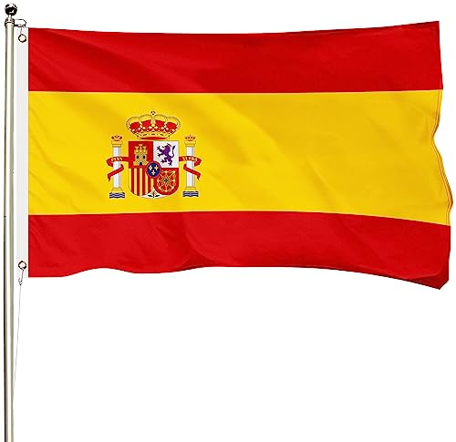 FSFLAG Spanien-Flagge, 90 x 150 cm, Spanien-Flagge, 400D, verstärktes Polyester mit zwei Messingösen, Spanien-Flaggen, für den Außenbereich, rein handgefertigt, farbecht, spanische Flagge
