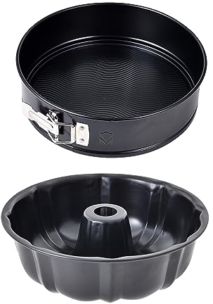 MasterPro FOODIES COLLECTION - Set 2 Piezas de Horno Acero al Carbono - Moldes Desmontables con Cierre de Acero y Base Ondulada - Antiadherente - Uso Versátil, 24 cm | 24 cm