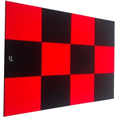 12 Pack Black/red Acoustic Foam Panel Wedge Studio Soundproofing Wall Tiles 12 X 12