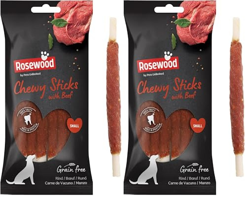 Pets Unlimited Kausticks mit Rind klein, 8 Stück (Packung mit 2)