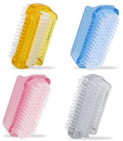 Nail Brush, 4pcs Two-Sided Scrubbing Brushes, Nail Cleaning Brush, Fingernail Brush with Soft Bristles, Plastic Fingernail Scrubber for Toes Nails Hands Garden, Home, Salon Use (Style-A)