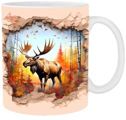 Opilroyn Elchförmige Tasse, Elch-Kaffeetasse, Elch-Form, festliches Elch-Design, Glas, dekorative Feiertagstasse, Winterurlaubstasse, spülmaschinenfest, Trinkbecher für Halloween, G