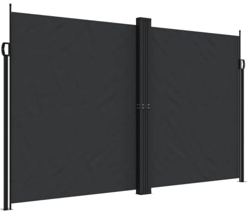 vidaXL Tenda da Sole Laterale Retrattile Nera 200x600 cm