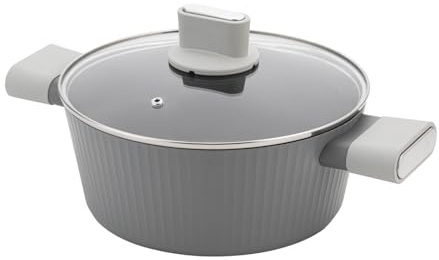 FLORINA Aluminiumtopf Serrano 3,7 l 24 cm I Töpfe mit Soft-Touch-Griffen I Leichter und langlebiger Topf I Antihaftbeschichtung I Geriffelte Struktur | Kochtopf mit elegantem Design
