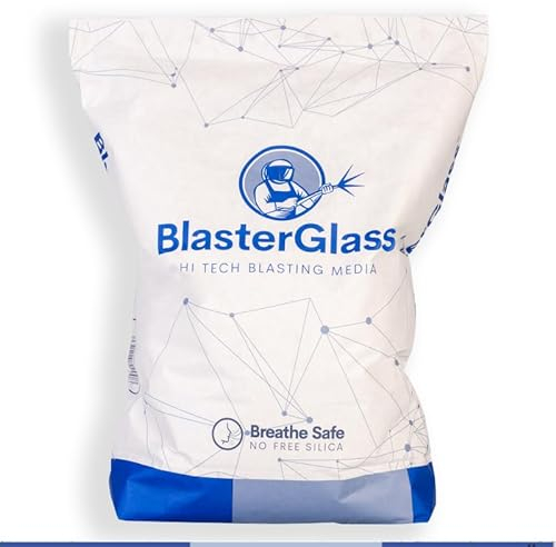 BLASTERGLASS Abrasif en Verre 20 KG - Abrasif Sablage Réutilisable pour Cabine de Sablage ou Aérogommeuse - Granulométrie 100 à 300 microns pour le Sablage sous Pression - Sac de 20 KG