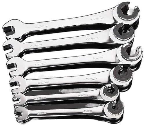 QIULKU Ratschenschlüssel,MaulschlüSsel 1Pc 8-19 mm Tubing Flex Head Ratschenschlüssel Set Tubing Ratchet Combo Wrench Gear Tube Wrench Auto Repair Oil Wrenches(14mm)