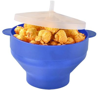 Microwave Popcorn Maker - collapsibles Food-Grade Silicone Popcorn Popper Bowl with Lid, Hot Air Popcorn Popper Bowl, Popcorn Bucket for Kitchen Restaurant