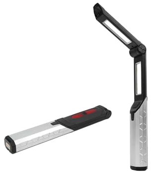 YEAXIN Foldable LED Work Light, 4 Modes with Red Warning Light, 2000mAh Rechargeable Power Bank, Rotating Hook & Magnetic Base, Portable Emergency Lamp for Car Repair, Camping, Job Sites